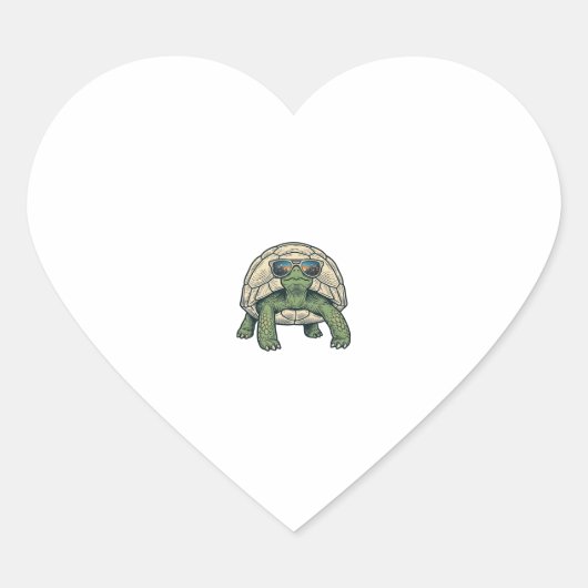 Sticker Cœur Lunettes de soleil Cool Tortoise Design Vector Vin (Devant)