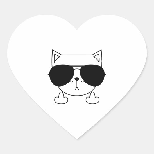 Sticker Cœur Lunettes de soleil de chat (Devant)