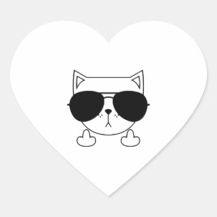Sticker Cœur Lunettes de soleil de chat
