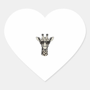 Sticker Cœur Lunettes de soleil de girafe cool T-shirt à gravur