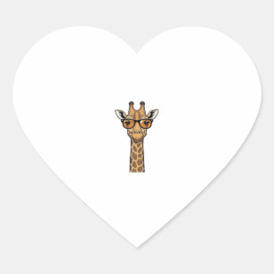 Sticker Cœur Lunettes de soleil de girafe cool Vintage gravure