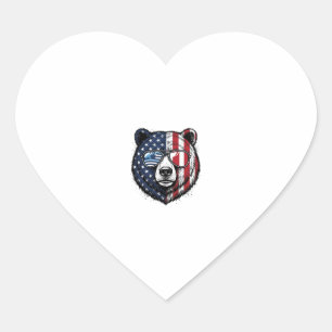 Sticker Cœur Lunettes de soleil de l'ours patriotique Vintage V