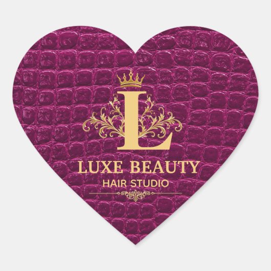Sticker Cœur Luxury Crocodile Leather Monogram Gold Initial (Devant)