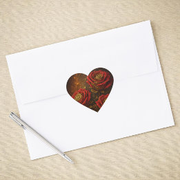 Sticker Cœur Luxury Steampunk Roses Romantic Gold Gears