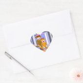 Sticker Cœur M. et Mme Sock Monkey. (Enveloppe)