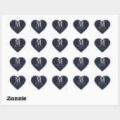 Sticker Cœur M Monogramme Dernière Initiale Moderne Bleu Floral (Feuille)