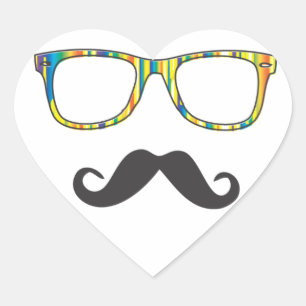 Sticker Cœur M. Moustache Hipster