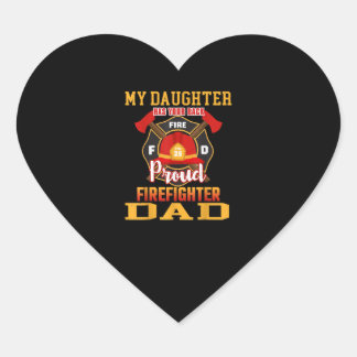 Sticker Cœur Ma Fille A Ton Dos Fier Pompier Papa