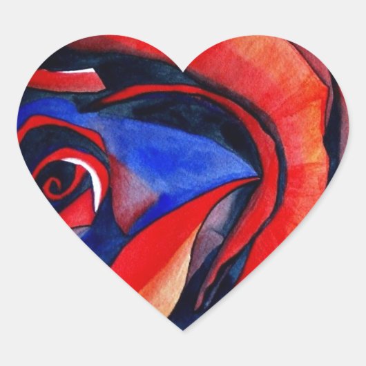 Sticker Cœur Macro rouge rose abstraite peinture d'art (Devant)