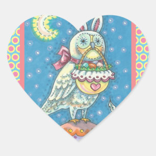 STICKER CŒUR MAGIC BARN OWL & BASKET OEUF DE PÂQUES, BÂTIMENTS