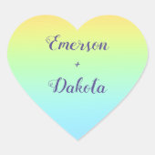 Sticker Cœur Magnificent Pastel Rainbow Wedding (Devant)