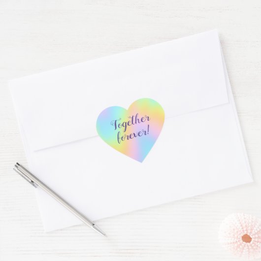 Sticker Cœur Magnificent Pastel Rainbow Wedding (Enveloppe)