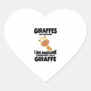 Sticker Cœur Magnifique Cartoon Je suis une Chemise Giraffe pou