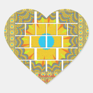 Sticker Cœur Magnifique design graphique jaune doré incroyable