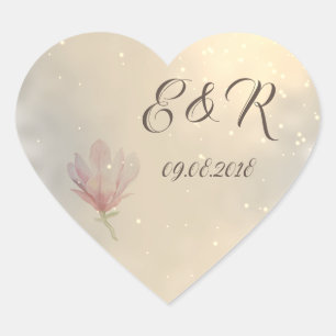 Sticker Cœur Magnolia Chic Élégant de Mariage