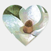 Sticker Cœur Magnolia en fleurs blanches (Devant)