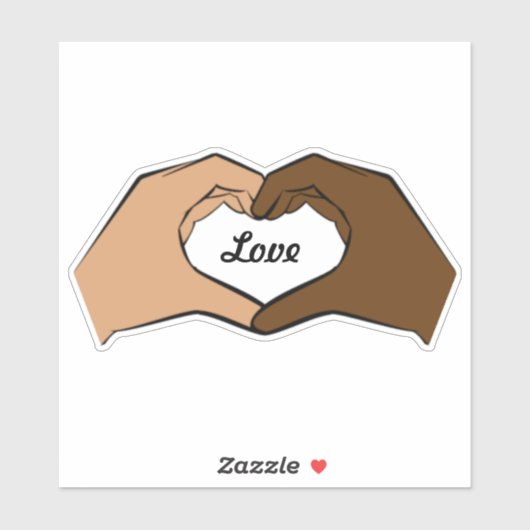 Sticker Coeur Mains Amour Interracial (Feuille)