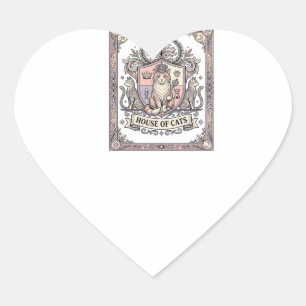 Sticker Cœur Maison de chats Armoiries de chat vintage