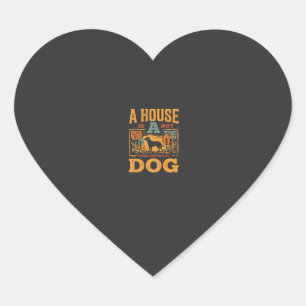 Sticker Cœur Maison de chien maison vintage