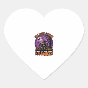 Sticker Cœur Maison hantée de Halloween la plus effrayante Sorc