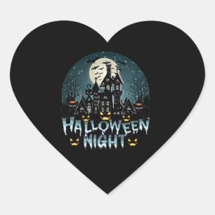 Sticker Cœur Maison hantée, Soirée d'Halloween effrayante