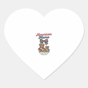 Sticker Cœur Mama Américaine Ours Patriote Patchwork Vector Des