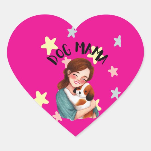 Sticker Cœur Maman chien mignon (Devant)
