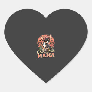Sticker Cœur Maman Chihuahua mignonne noeud Chien Maman