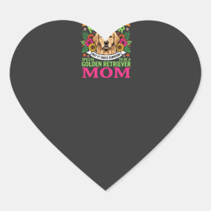 Sticker Cœur Maman Golden Retriever Fleurie Amoureuse de Chien