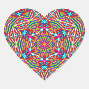 Sticker Cœur Mandala bariolé embrouillé