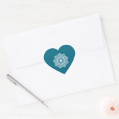 Sticker Cœur Mandala blanc sur fond bleu (Enveloppe)