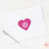 Sticker Cœur Mandala blanc sur fond rose (Enveloppe)