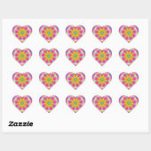 Sticker Cœur Mandala Design du Paradis Rose (Feuille)