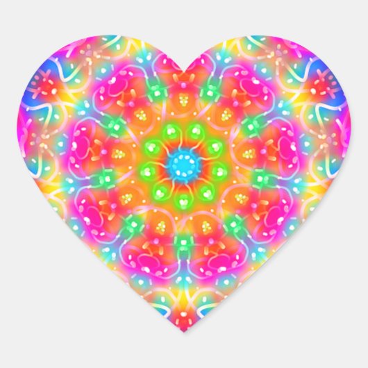 Sticker Cœur Mandala Design du Paradis Rose (Devant)
