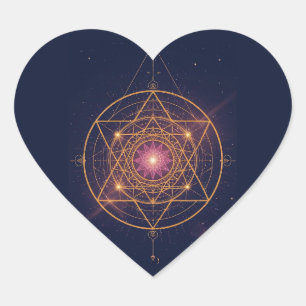 Sticker Cœur Mandala Lumineux de l'Harmonie Dorée