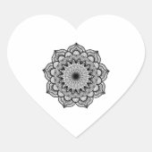 Sticker Cœur Mandala noir sur fond blanc (Devant)