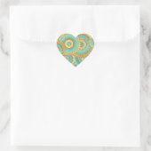 Sticker Cœur Mandala superposé bleu marron or (Sac)