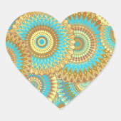 Sticker Cœur Mandala superposé bleu marron or (Devant)