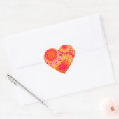 Sticker Cœur Mandala superposé orange rose jaune (Enveloppe)