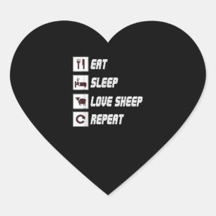 Sticker Cœur Mange sommeil amour mouton répéter Don de devis