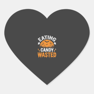 Sticker Cœur Manger des bonbons gâché Halloween Design_1