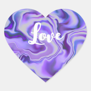 Sticker Cœur Marbre bleu et violet Abstrait numérique
