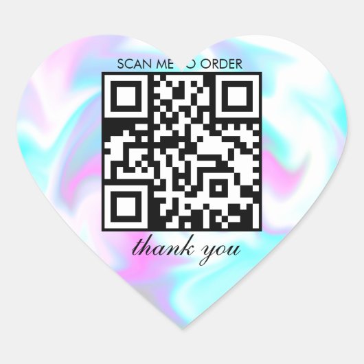 Sticker Cœur Marbre d'eau Merci QR Code Boutique (Devant)
