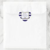 Sticker Cœur Mariage bleu marine et blanc merci (Sac)