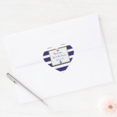 Sticker Cœur Mariage bleu marine et blanc merci (Enveloppe)