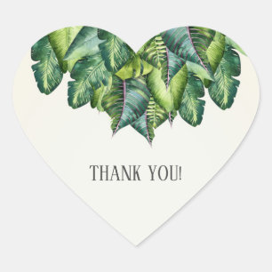 Sticker Cœur Mariage botanique vert Feuille de la Jungle tropic