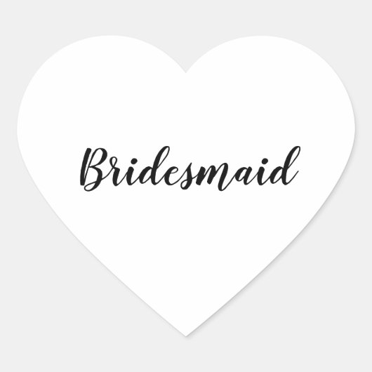 Sticker Cœur Mariage Bridesmaid Simple moderne noir blanc (Devant)