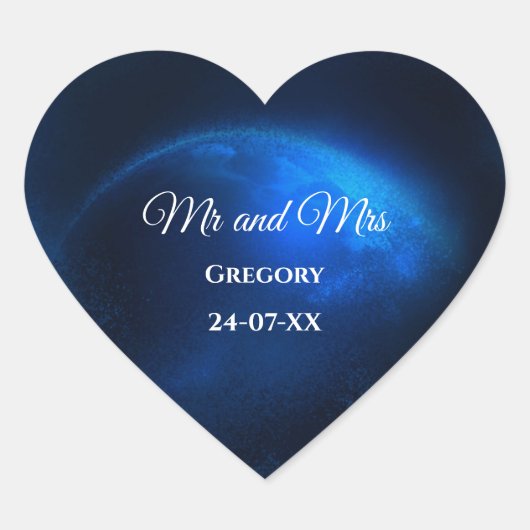 Sticker Cœur Mariage céleste Full Blue Moon & Stars Midnight (Devant)