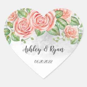 Sticker Cœur Mariage classique rose pâle