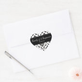 Sticker Cœur Mariage damassé blanc et noir Favoriser (Enveloppe)